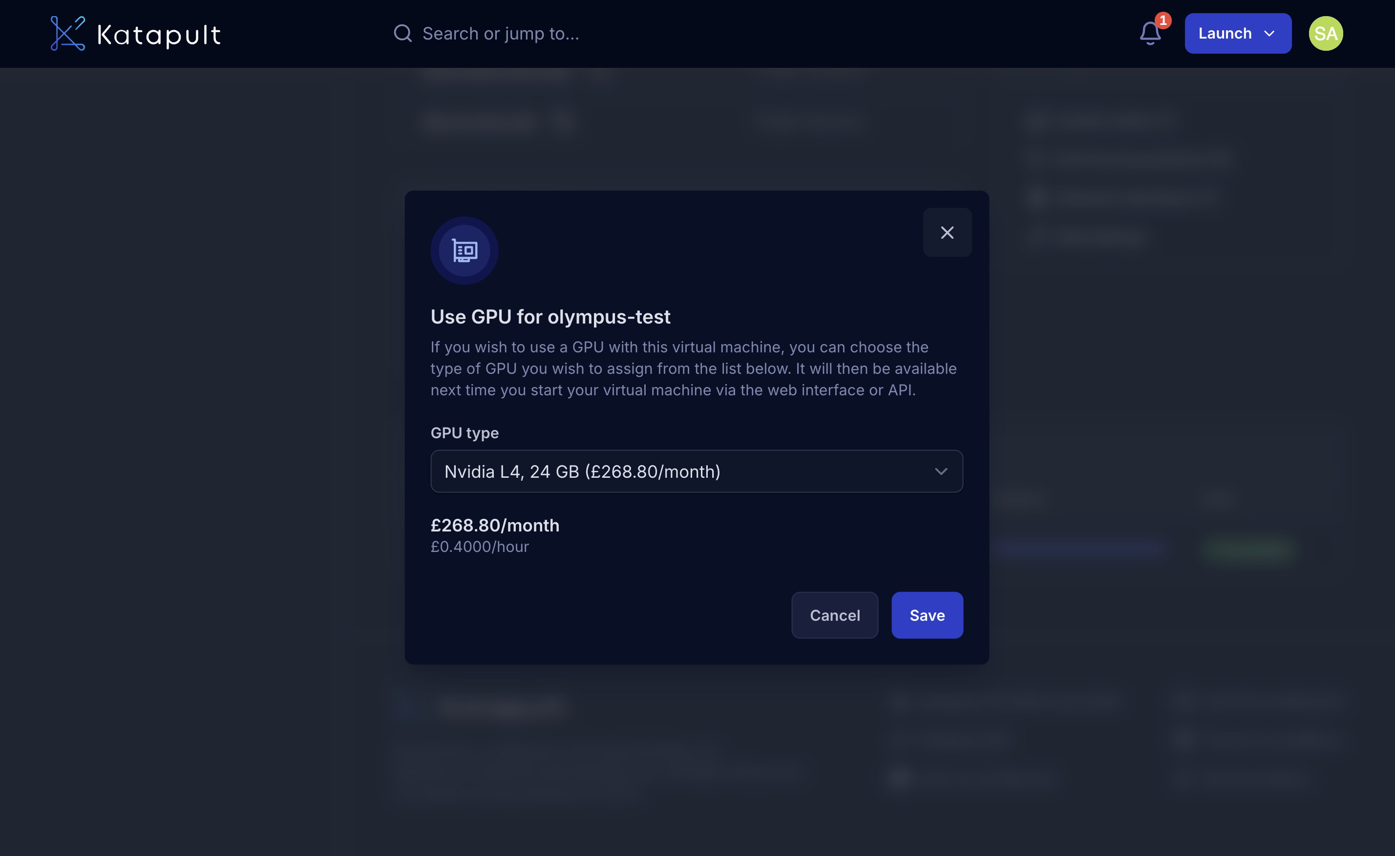Katapult Dashboard - Review GPU Settings