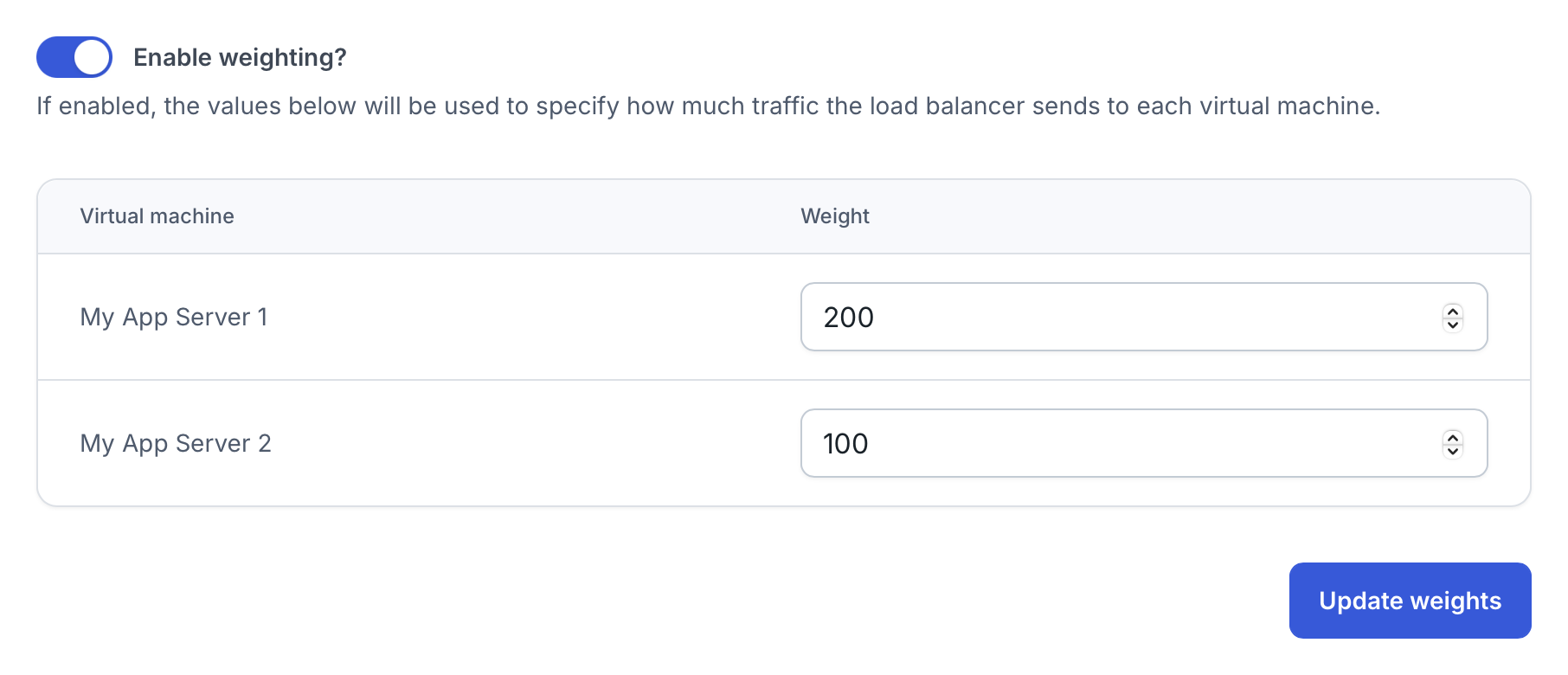 Web form to add a new load balancer