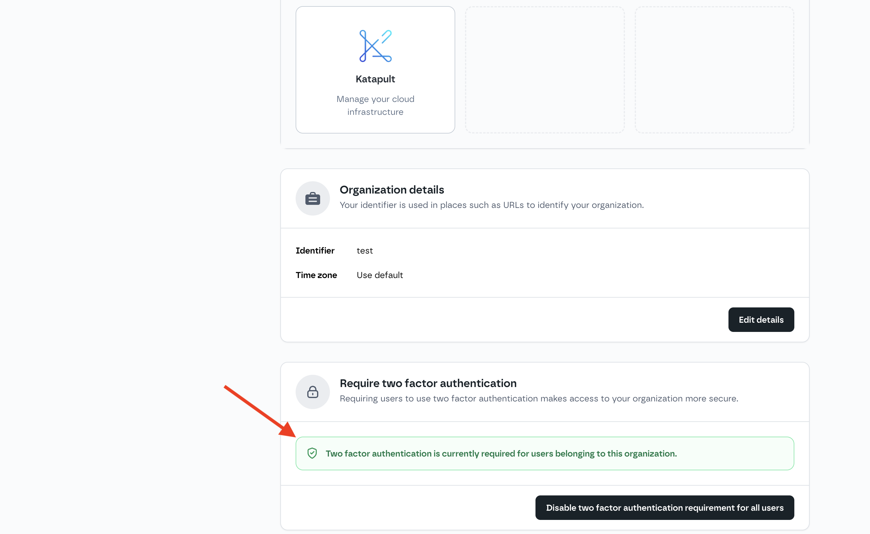Require two factor authentication button
