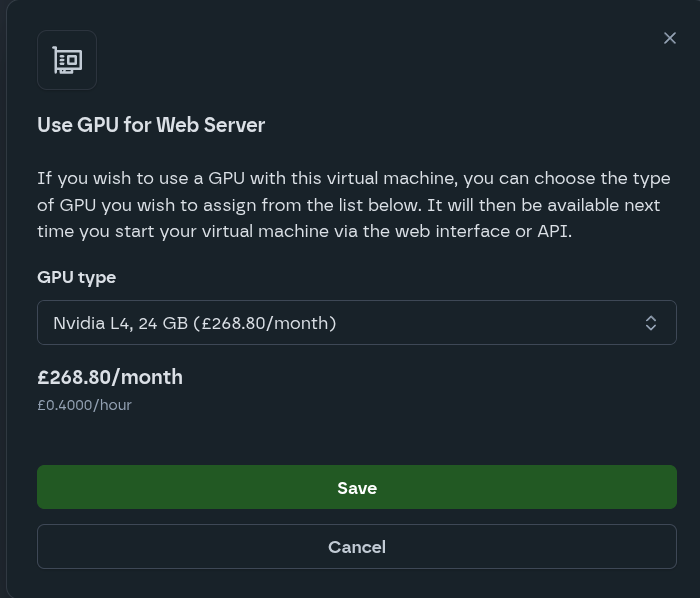 Krystal Cloud Dashboard - Review GPU Settings