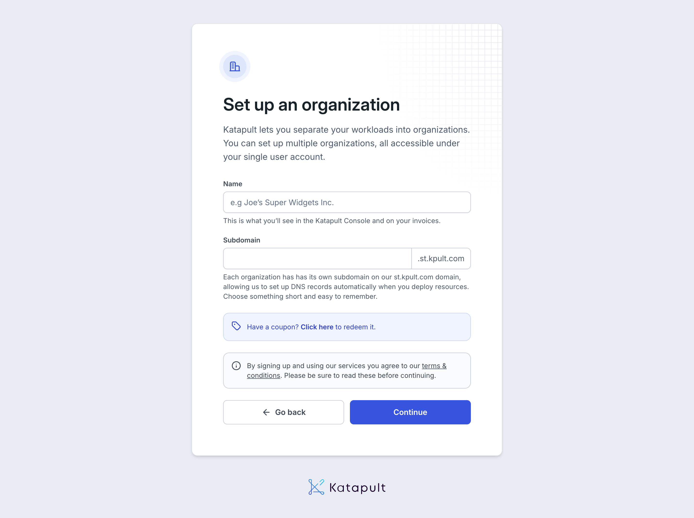 Create New Katapult Organization