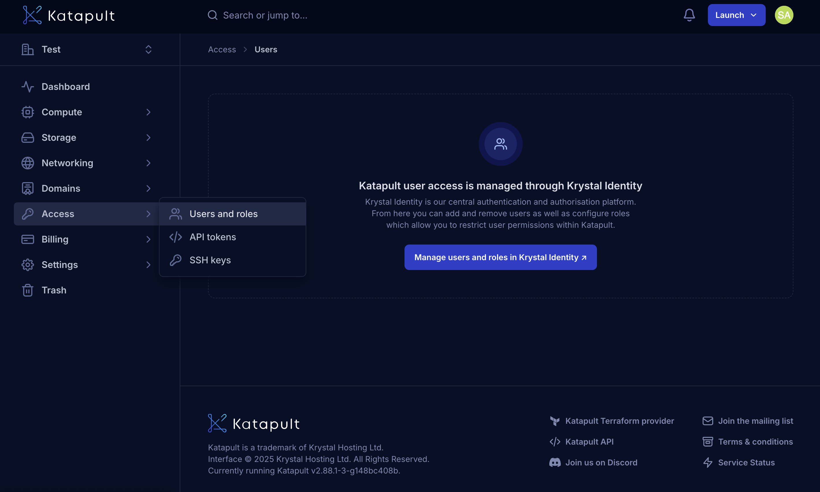 Users and Roles in Katapult dashboard