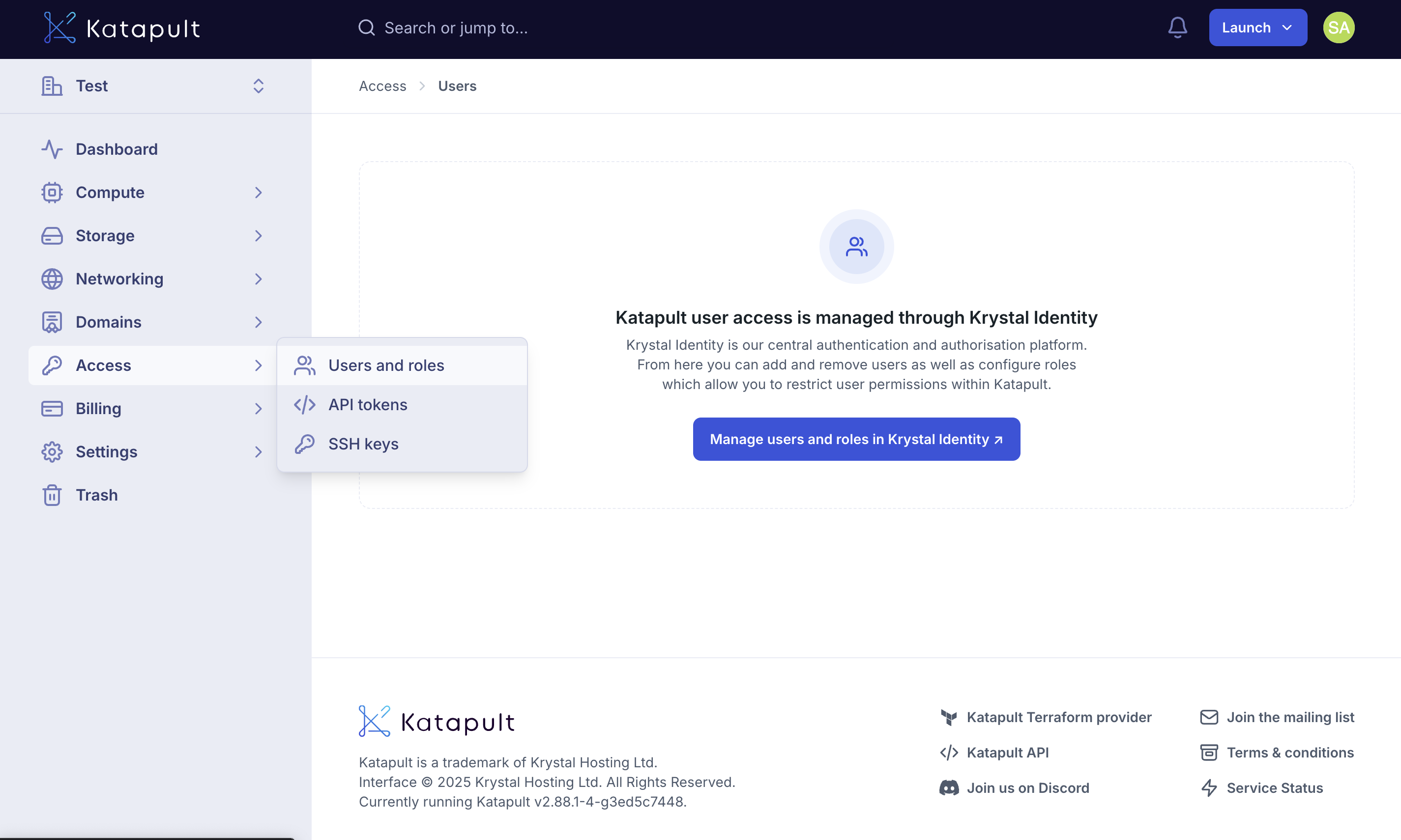 Users and Roles in Katapult dashboard