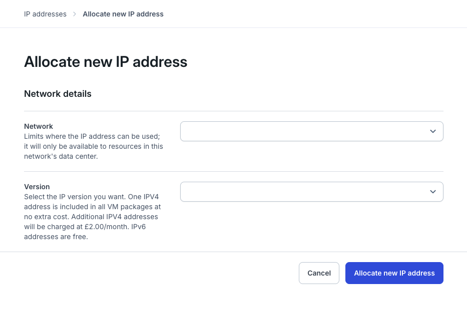 Web form to add a new IP address